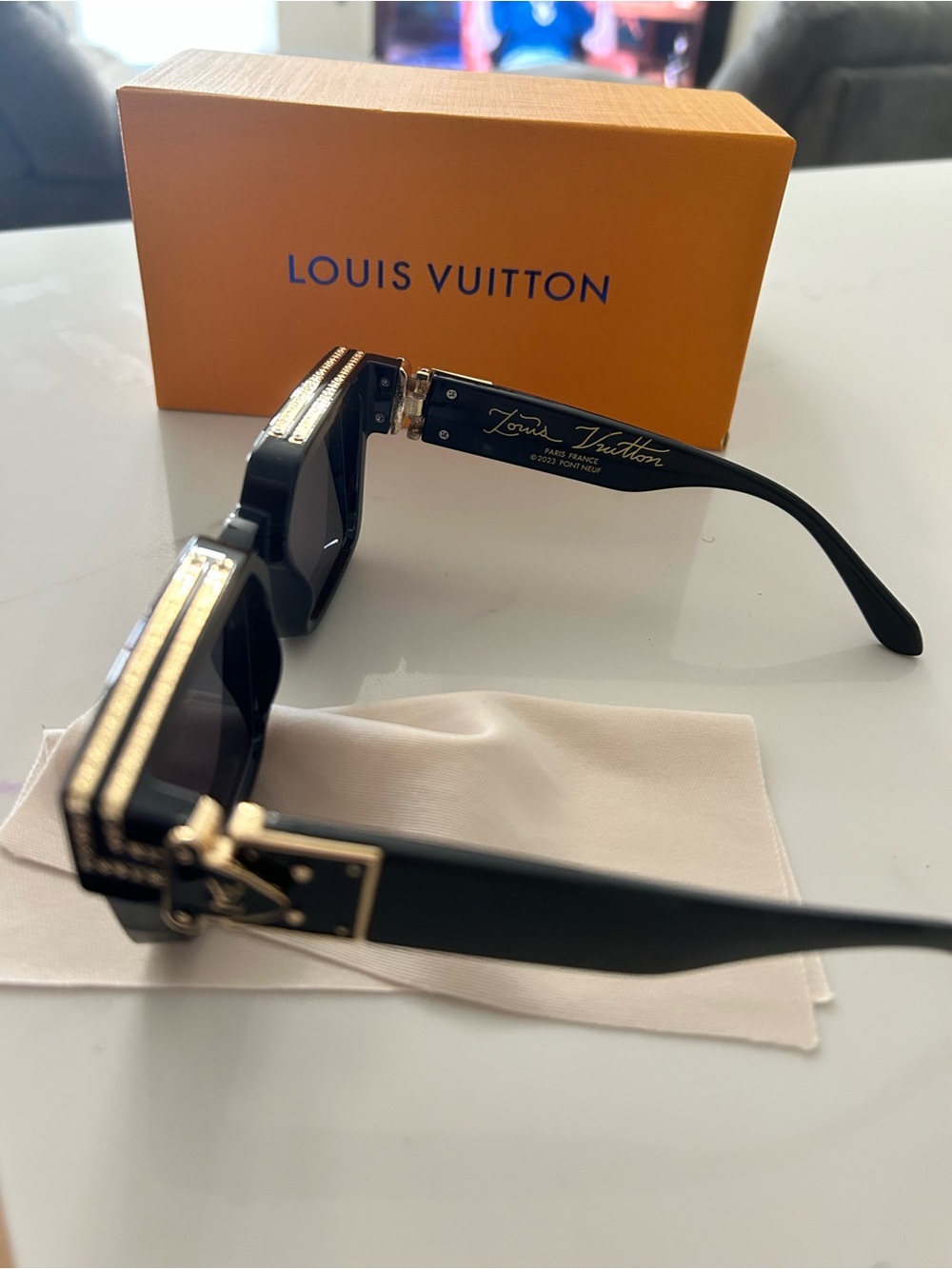 Louis Vuitton Black Sunglasses with Gold Trim